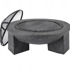 Pejse^Havepejs til terrasse eller grund - Mørk granit + grill + poker