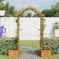 Buer, Spalier, Lysthuse Uden Tag^Havepergola med plantekasser i massivt fyrretræ | Farve: Natur | Størrelse: Standard