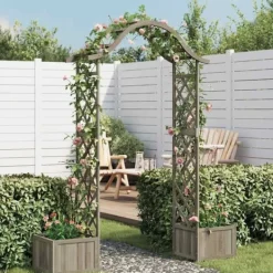 Hot Havepergola med plantekasser - Massivt fyrretræ | Farve: Grå Buer, Spalier, Lysthuse Uden Tag
