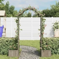 Hot Havepergola med plantekasser - Massivt fyrretræ | Farve: Grå Buer, Spalier, Lysthuse Uden Tag