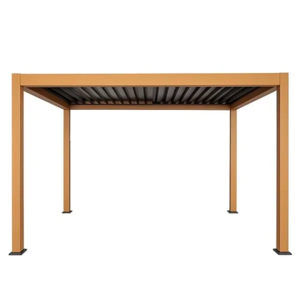 Buer, Spalier, Lysthuse Uden Tag^Havepergola 3x4 m ALUMINIUM 4 gardiner SIDE LED-belysning FJERNBETJENING