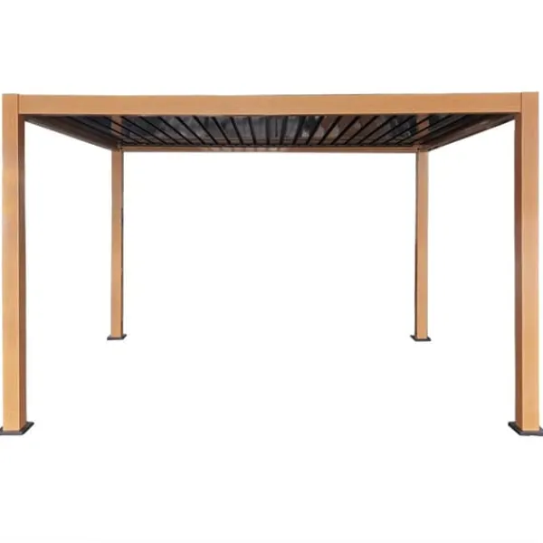 Buer, Spalier, Lysthuse Uden Tag^Havepergola 3x4 m ALUMINIUM 4 gardiner SIDE LED-belysning FJERNBETJENING