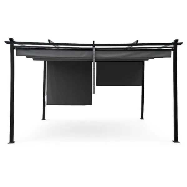 Buer, Spalier, Lysthuse Uden Tag^Havepergola 3x4 m stål 2,4 m vandtæt med 4 sidemarkiser