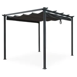 Buer, Spalier, Lysthuse Uden Tag^Havepergola 3x4 m stål 2,4 m vandtæt med 4 sidemarkiser