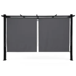 Buer, Spalier, Lysthuse Uden Tag^Havepergola 3x4 m stål 2,4 m vandtæt med 4 sidemarkiser