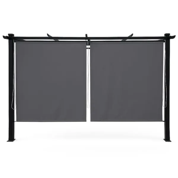 Buer, Spalier, Lysthuse Uden Tag^Havepergola 3x4 m stål 2,4 m vandtæt med 4 sidemarkiser