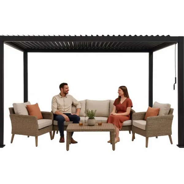 Clearance HAVEPergola 3x4m justerbart lameltag ANTRACIT terrasse ALUMINIUM Buer, Spalier, Lysthuse Uden Tag