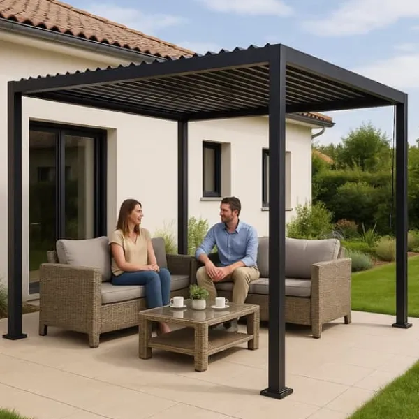 Clearance HAVEPergola 3x4m justerbart lameltag ANTRACIT terrasse ALUMINIUM Buer, Spalier, Lysthuse Uden Tag