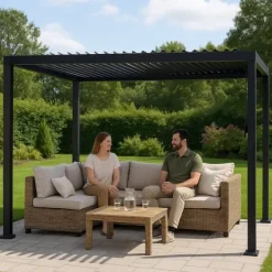 Clearance HAVEPergola 3x4m justerbart lameltag ANTRACIT terrasse ALUMINIUM Buer, Spalier, Lysthuse Uden Tag