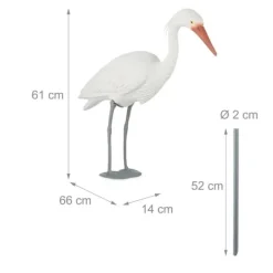 Clearance Havepynt Hejre Figur, 61x66x14 cm, Hvid Havedekorationer