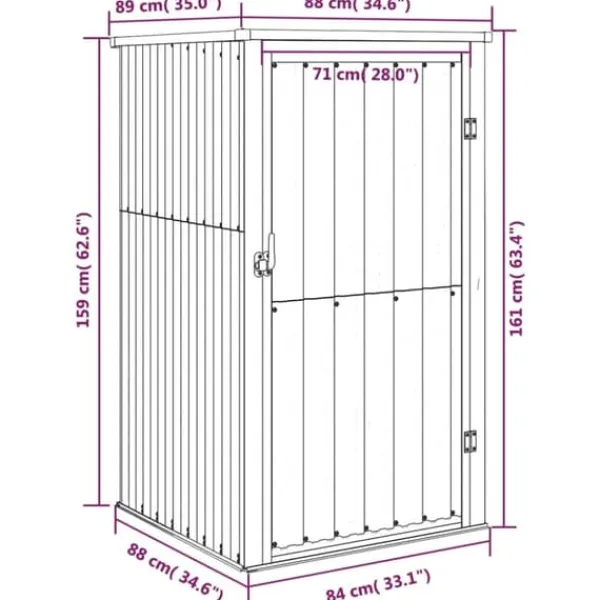 Skure, Garager & Carports^Haveredskabsskur i galvaniseret stål - Opbevaring til haven | Størrelse: 88x89x161 cm | Farve: Brun