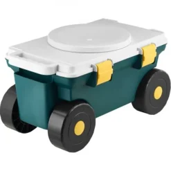 Hot Havescooter med sæde, 52x31x28 cm, grå, opbevaring Støtte Med Hjul, Sæder & Knæbeskyttelse Til Havepleje