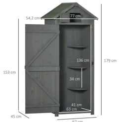 New Haveskab, 77x54,2x179 cm, grågrøn Skure, Garager & Carports