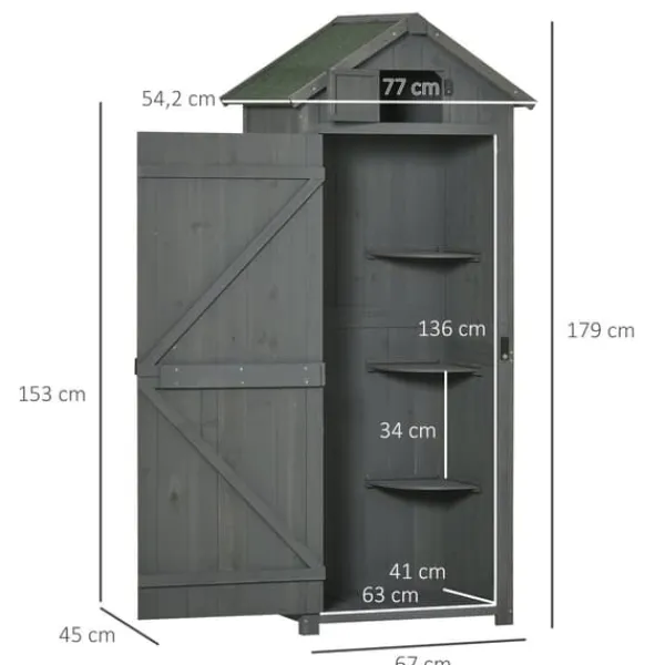 New Haveskab, 77x54,2x179 cm, grågrøn Skure, Garager & Carports