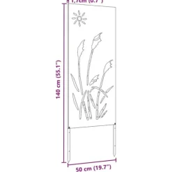 Buer, Spalier, Lysthuse Uden Tag^Haveskærm i rustfrit stål - Dekorativ haveafskærmning | Størrelse: 50x140 cm | Farve: Sølv