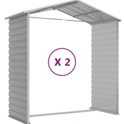 Sale Haveskur i galvaniseret stål - Multifunktionel opbevaring | Størrelse: 191x215x198 cm | Farve: Lysegrå Skure, Garager & Carports