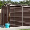 Clearance Haveskur i galvaniseret stål - Robust opbevaringsløsning | Farve: Brun | Størrelse: 191x470x198 cm Skure, Garager & Carports