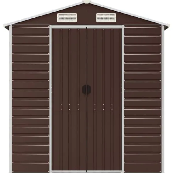 Clearance Haveskur i galvaniseret stål - Robust opbevaringsløsning | Farve: Brun | Størrelse: 191x470x198 cm Skure, Garager & Carports