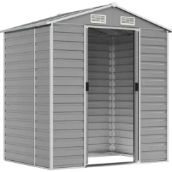 Skure, Garager & Carports^Haveskur i galvaniseret stål - Opbevaring og værktøjsbeskyttelse | Farve: Lysegrå | Størrelse: 191x130x198 cm