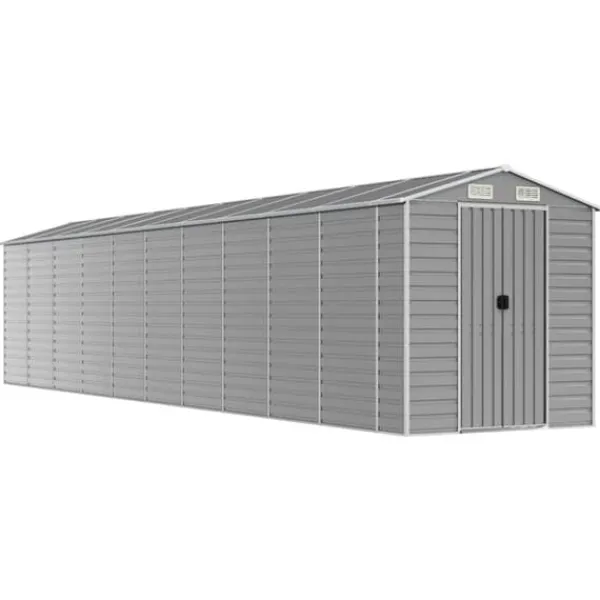 Hot Haveskur i galvaniseret stål - Multifunktionelt udendørs opbevaringsskur | Størrelse: 191x89x198 cm | Farve: Lysegrå Skure, Garager & Carports