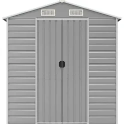 Hot Haveskur i galvaniseret stål - Multifunktionelt udendørs opbevaringsskur | Størrelse: 191x89x198 cm | Farve: Lysegrå Skure, Garager & Carports