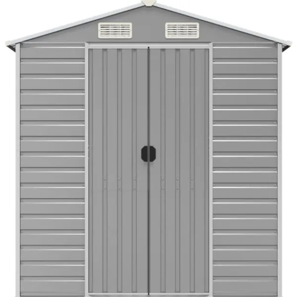 Hot Haveskur i galvaniseret stål - Multifunktionelt udendørs opbevaringsskur | Størrelse: 191x89x198 cm | Farve: Lysegrå Skure, Garager & Carports