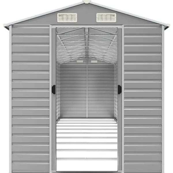 Hot Haveskur i galvaniseret stål - Multifunktionelt udendørs opbevaringsskur | Størrelse: 191x89x198 cm | Farve: Lysegrå Skure, Garager & Carports