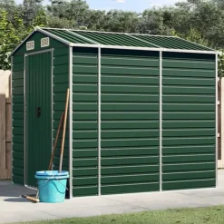 Skure, Garager & Carports^Haveskur i galvaniseret stål - Udendørs opbevaring | Farve: Grøn | Størrelse: 191x215x198 cm