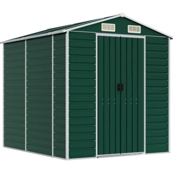 Skure, Garager & Carports^Haveskur i galvaniseret stål - Udendørs opbevaring | Farve: Grøn | Størrelse: 191x215x198 cm
