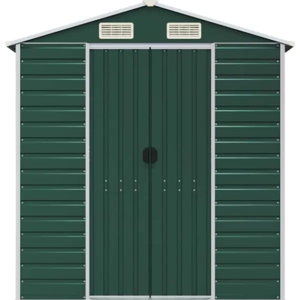 Skure, Garager & Carports^Haveskur i galvaniseret stål - Udendørs opbevaring | Farve: Grøn | Størrelse: 191x215x198 cm