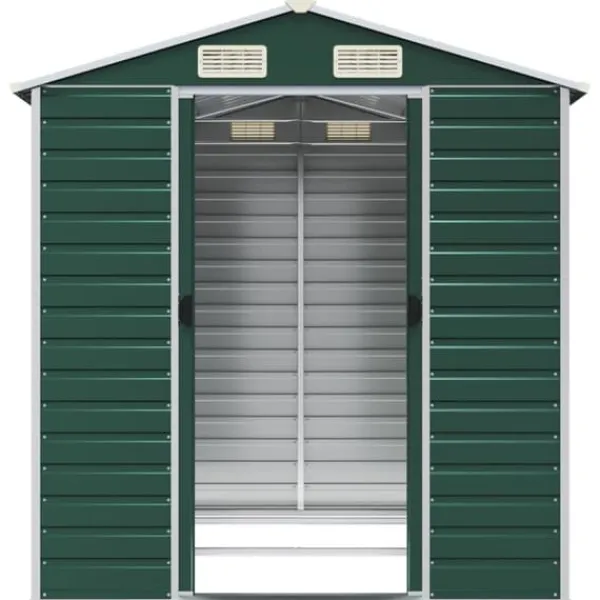 Skure, Garager & Carports^Haveskur i galvaniseret stål - Udendørs opbevaring | Farve: Grøn | Størrelse: 191x215x198 cm