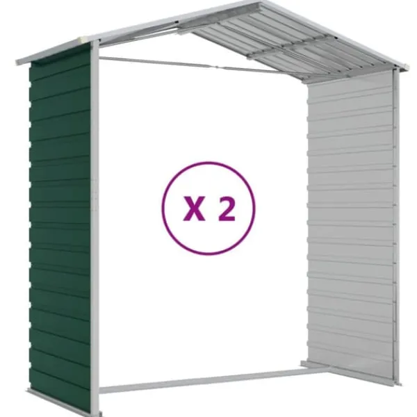 Skure, Garager & Carports^Haveskur i galvaniseret stål - Udendørs opbevaring | Farve: Grøn | Størrelse: 191x215x198 cm
