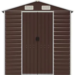 Haveskur i galvaniseret stål - Multifunktionel opbevaring | Farve: Brun | Størrelse: 191x89,5x198 cm Skure, Garager & Carports