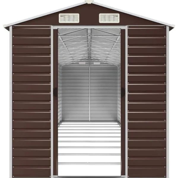 Haveskur i galvaniseret stål - Multifunktionel opbevaring | Farve: Brun | Størrelse: 191x89,5x198 cm Skure, Garager & Carports