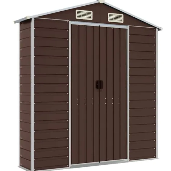 Haveskur i galvaniseret stål - Multifunktionel opbevaring | Farve: Brun | Størrelse: 191x89,5x198 cm Skure, Garager & Carports