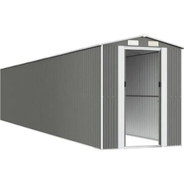 Haveskur i galvaniseret stål - Rummelig opbevaringsløsning | Farve: Lysegrå | Størrelse: 192x102x223 cm Skure, Garager & Carports