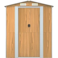 Skure, Garager & Carports^Haveskur i galvaniseret stål - Rummelig opbevaringsløsning | Farve: Lysebrun | Størrelse: 192x191x223 cm