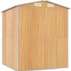 Skure, Garager & Carports^Haveskur i galvaniseret stål - Rummelig opbevaringsløsning | Farve: Lysebrun | Størrelse: 192x191x223 cm