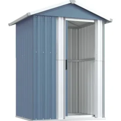 Discount Haveskur i galvaniseret stål - Rummelig opbevaring | Farve: Grå | Størrelse: 126x97,5x177 cm Skure, Garager & Carports