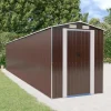 Skure, Garager & Carports^Haveskur i galvaniseret stål - Rummelig opbevaring | Farve: Mørkebrun | Størrelse: 192x938x223 cm