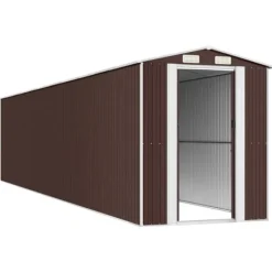 Skure, Garager & Carports^Haveskur i galvaniseret stål - Rummelig opbevaring | Farve: Mørkebrun | Størrelse: 192x938x223 cm