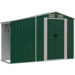 Online Haveskur i galvaniseret stål - Udendørs opbevaring | Farve: Grøn | Størrelse: 277x93x179 cm Skure, Garager & Carports