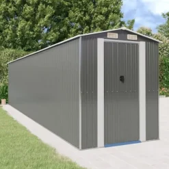 Discount Haveskur i galvaniseret stål - Rummelig opbevaringsløsning | Farve: Lysegrå | Størrelse: 192x85x223 cm Skure, Garager & Carports