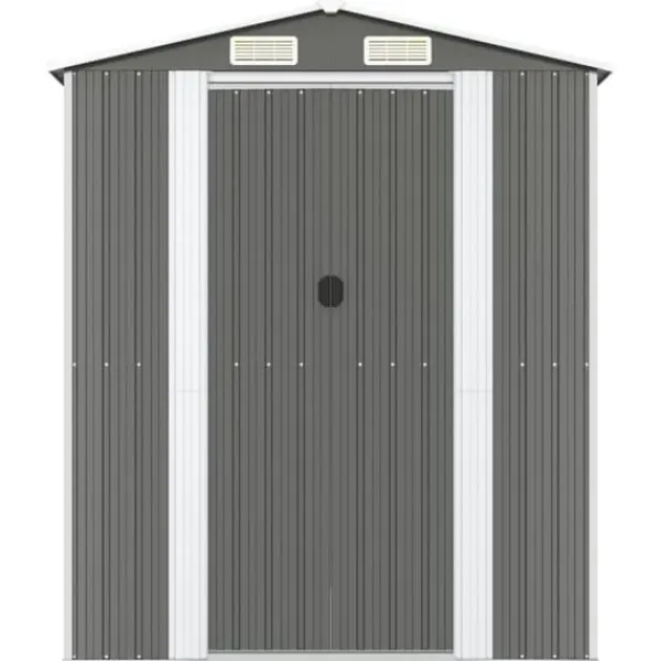Discount Haveskur i galvaniseret stål - Rummelig opbevaringsløsning | Farve: Lysegrå | Størrelse: 192x85x223 cm Skure, Garager & Carports