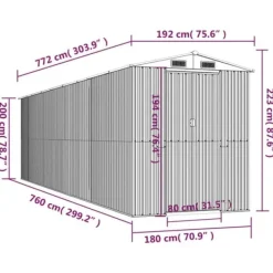 Outlet Haveskur i galvaniseret stål - Rummelig opbevaring | Farve: Lysebrun | Størrelse: 192x772x223 cm Skure, Garager & Carports