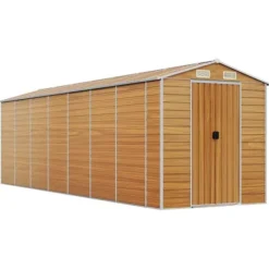 Sale Haveskur i galvaniseret stål - Praktisk opbevaring | Størrelse: 191x640x198 cm | Farve: Lysebrun Skure, Garager & Carports