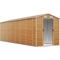 Sale Haveskur i galvaniseret stål - Praktisk opbevaring | Størrelse: 191x640x198 cm | Farve: Lysebrun Skure, Garager & Carports