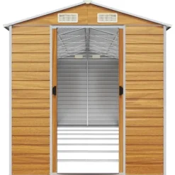 Sale Haveskur i galvaniseret stål - Praktisk opbevaring | Størrelse: 191x640x198 cm | Farve: Lysebrun Skure, Garager & Carports