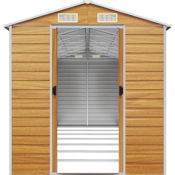 Sale Haveskur i galvaniseret stål - Praktisk opbevaring | Størrelse: 191x640x198 cm | Farve: Lysebrun Skure, Garager & Carports