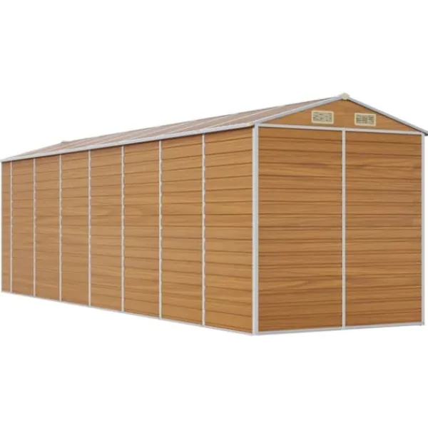 Sale Haveskur i galvaniseret stål - Praktisk opbevaring | Størrelse: 191x640x198 cm | Farve: Lysebrun Skure, Garager & Carports